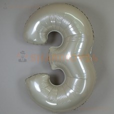 Шар (40''/102 см) Цифра, 3, Кремовый